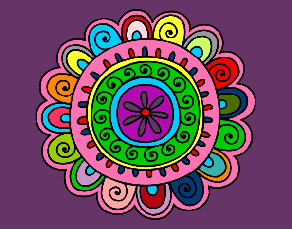 Dibujo Mandala alegre pintado por mechit