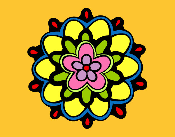 Dibujo Mándala con una flor pintado por valeriitta