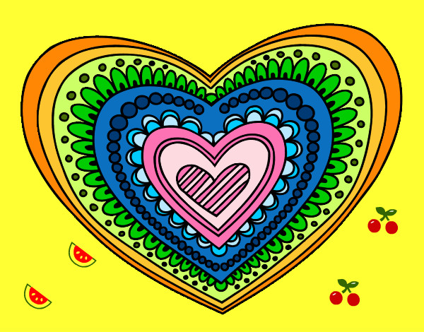 Dibujo Mandala corazón pintado por mikelita