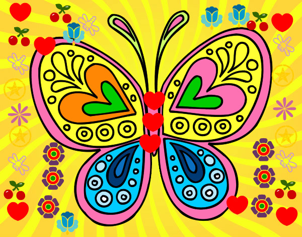 Dibujo Mandala mariposa pintado por AlexaUribe