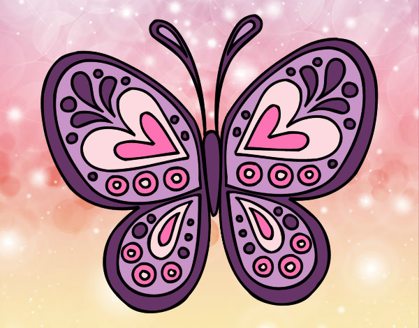 Dibujo Mandala mariposa pintado por mikelita