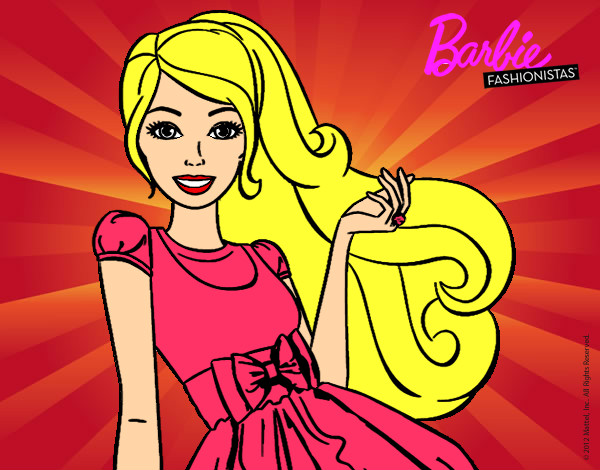 Dibujo Barbie con su vestido con lazo pintado por leidyvanes