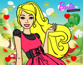 Dibujo Barbie con su vestido con lazo pintado por natic