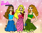 Dibujo Barbie y sus amigas vestidas de fiesta pintado por ElenaJara