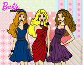 Dibujo Barbie y sus amigas vestidas de fiesta pintado por natic