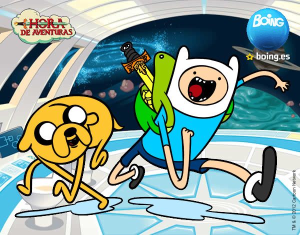 Dibujo Finn y Jake pintado por meylin