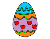 Dibujo Huevo con corazones pintado por parda