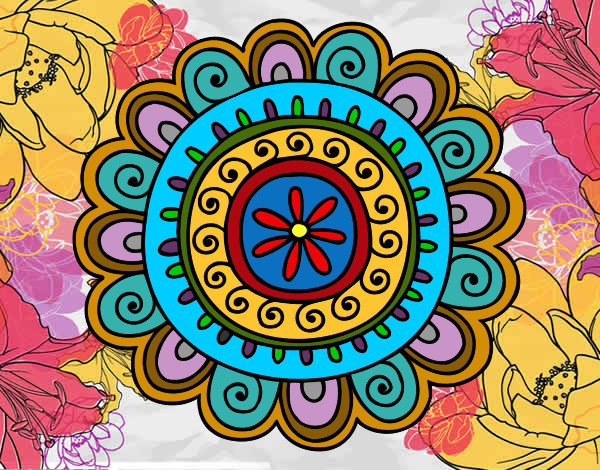 Dibujo Mandala alegre pintado por vickylu