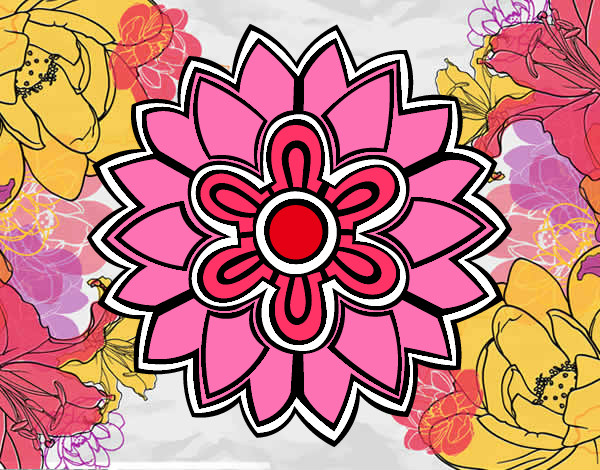 Dibujo Mándala con forma de flor weiss pintado por Cielo_roja