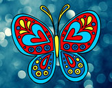 Dibujo Mandala mariposa pintado por kariett