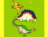 Dibujo Tres clases de dinosaurios pintado por maggita303