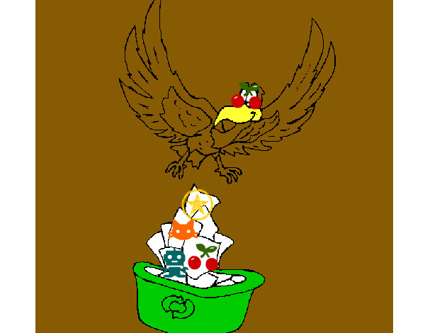 Dibujo Águila reciclando pintado por santi12