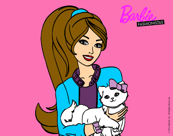 Dibujo Barbie con su linda gatita pintado por javitadiam