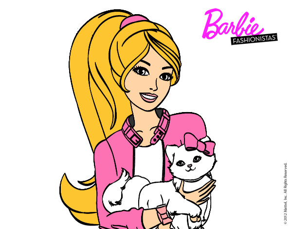 Dibujo Barbie con su linda gatita pintado por sulbaran