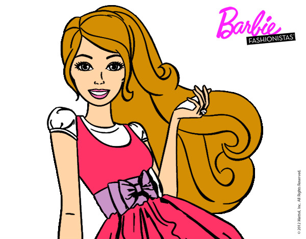 Dibujo Barbie con su vestido con lazo pintado por javitadiam