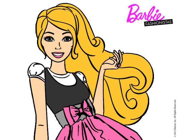 Dibujo Barbie con su vestido con lazo pintado por sulbaran