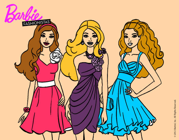 Dibujo Barbie y sus amigas vestidas de fiesta pintado por javitadiam