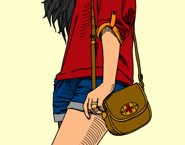 Dibujo Chica con bolso pintado por juaniss