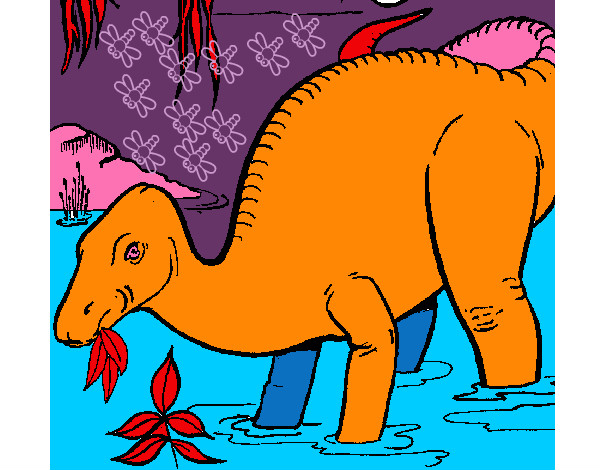 Dibujo Dinosaurio comiendo pintado por natic