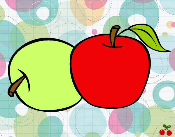 Dibujo Dos manzanas pintado por lockito