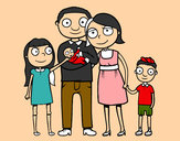 Dibujo Familia unida pintado por bombo