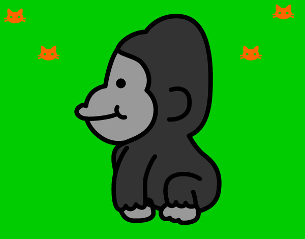 Dibujo Gorila bebé pintado por santi12