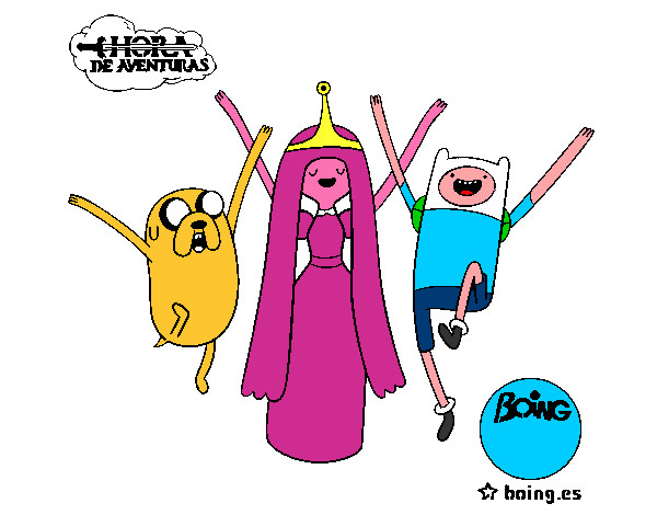 Dibujo Jake, Princesa Chicle y Finn pintado por hiponea