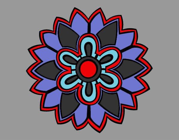 Dibujo Mándala con forma de flor weiss pintado por valeriitta
