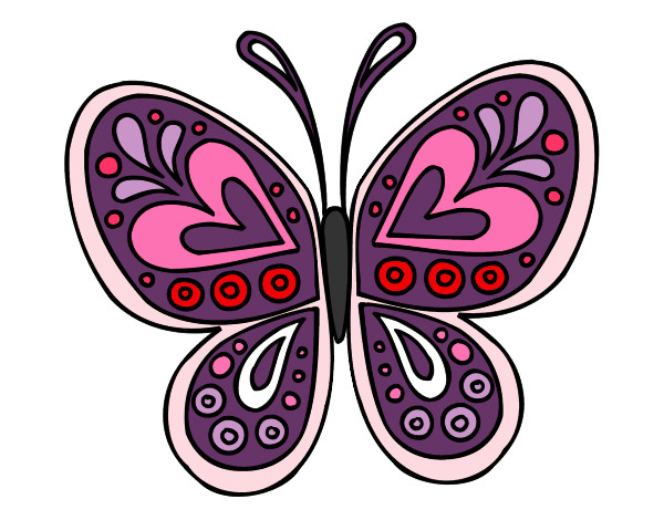 Dibujo Mandala mariposa pintado por perribaber