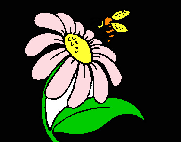 Dibujo Margarita con abeja pintado por artemis