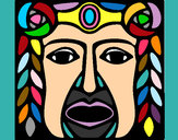Dibujo Máscara Maya pintado por ECUADOR