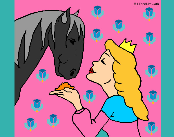 Dibujo Princesa y caballo pintado por ana4