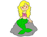 Dibujo Sirena sentada en una roca pintado por candelar