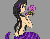 Dibujo Sirena y perla pintado por valeriitta