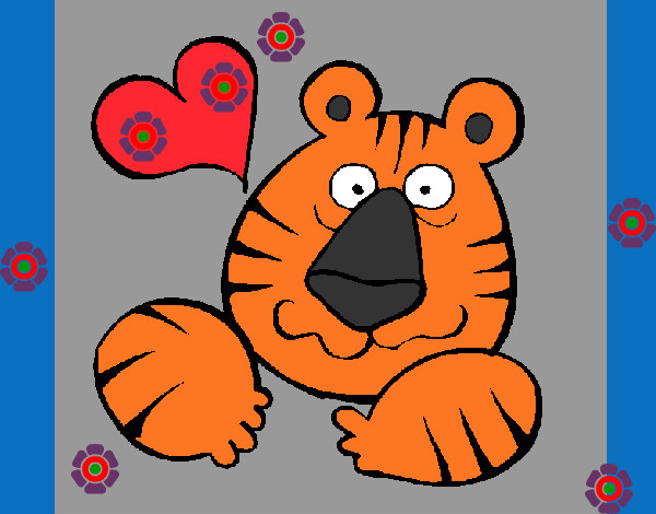 Dibujo Tigre loco de amor pintado por valeriitta