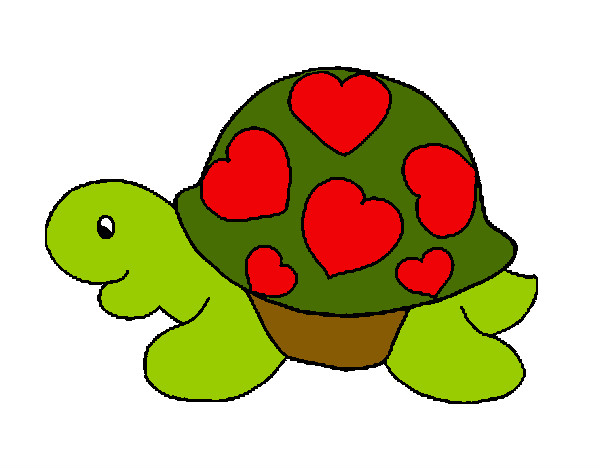 Dibujo Tortuga con corazones pintado por ximena11