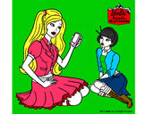 Dibujo Barbie con el teléfono móvil pintado por escuel433b