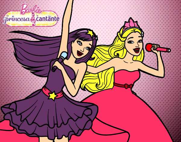 Dibujo Barbie y la princesa cantando pintado por escuel433b