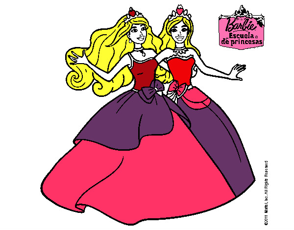 Dibujo Barbie y su amiga súper felices pintado por escuel433b