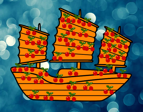 Dibujo Barco oriental pintado por brunny