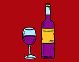 Dibujo Botella de vino y copa pintado por 2014
