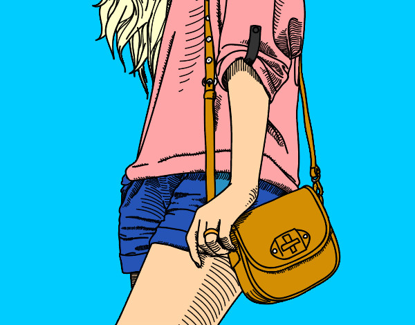 Dibujo Chica con bolso pintado por shymissluc
