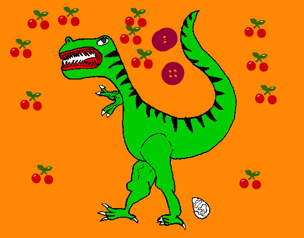 Dibujo Dinosaurio con huevo pintado por luck11
