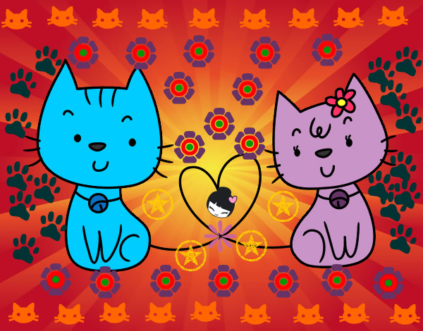 Dibujo Gatos enamorados pintado por luzbel