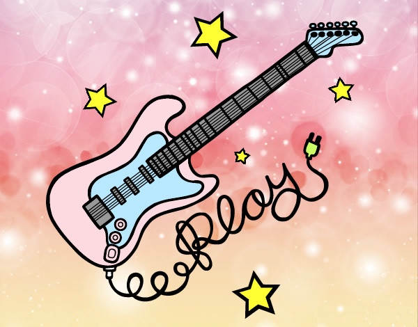 Dibujo Guitarra y estrellas pintado por cocosette