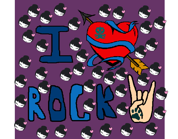 Dibujo I love rock pintado por 2344