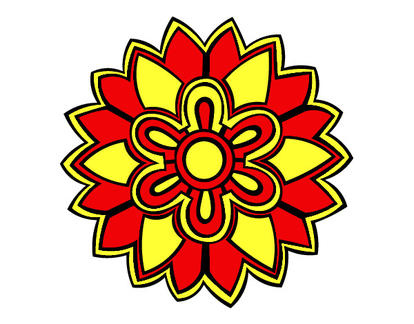 Dibujo Mándala con forma de flor weiss pintado por apri