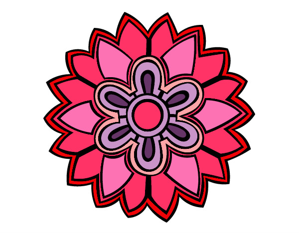 Dibujo Mándala con forma de flor weiss pintado por ini2003