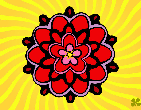 Dibujo Mándala con una flor pintado por mandalista