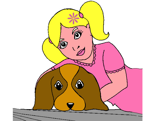 Dibujo Niña abrazando a su perro pintado por erimy
